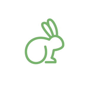 Green outline of a rabbit