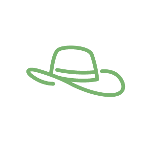 Simple illustration of a green cowboy hat.